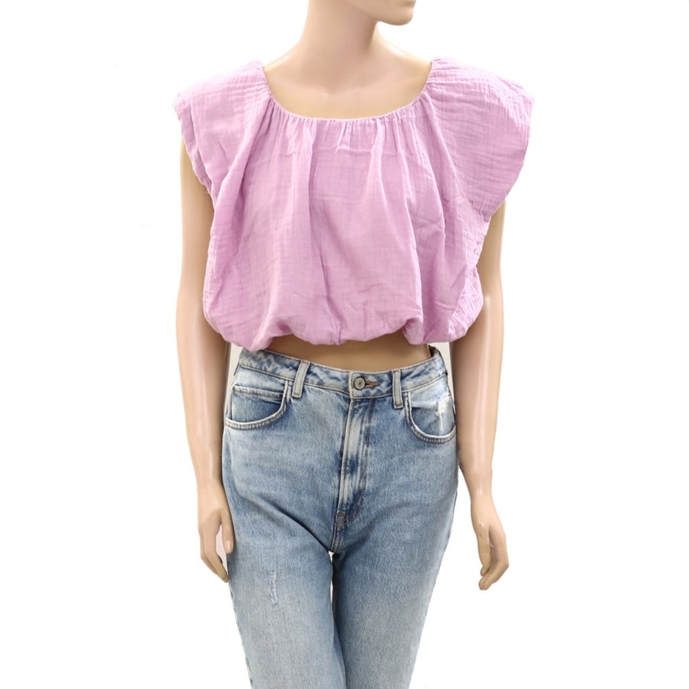 Free People Solid Bubble Cropped Blouse - image 1